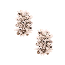 Load image into Gallery viewer, Silver Flower Hoop Earrings
