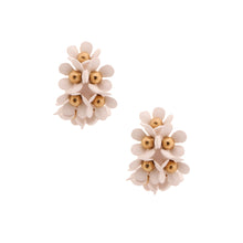 Load image into Gallery viewer, White Flower Hoop Earrings
