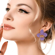 Load image into Gallery viewer, Lavender Flower Teardrop Hoops
