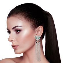 Load image into Gallery viewer, Silver Leopard Fringe Tassel Earrings
