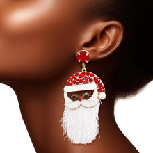 Load image into Gallery viewer, Dangle Red Large Black Santa Earrings for Women
