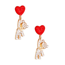 Load image into Gallery viewer, Gold Rhinestone Teddy Bear Earrings

