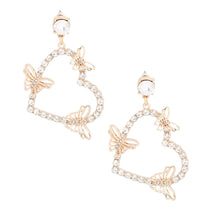 Load image into Gallery viewer, Gold Butterfly Heart Earrings
