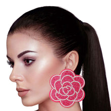 Load image into Gallery viewer, Large Fuchsia Flower Stone Studs
