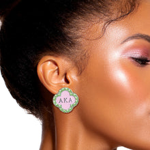 Load image into Gallery viewer, Pink Green Sorority Studs

