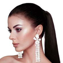 Load image into Gallery viewer, Silver Metal Fringe Flower Earrings
