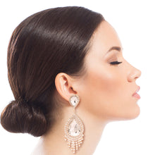 Load image into Gallery viewer, Clear Teardrop Fringe Earrings
