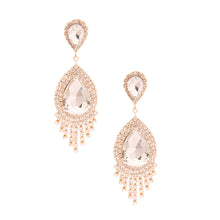 Load image into Gallery viewer, Clear Teardrop Fringe Earrings
