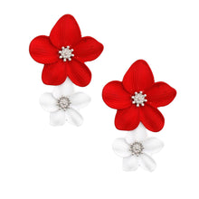 Load image into Gallery viewer, Red White Flower Earrings
