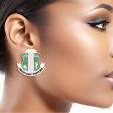 Load image into Gallery viewer, Pink Green Crest Studs
