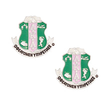 Load image into Gallery viewer, Pink Green Crest Studs
