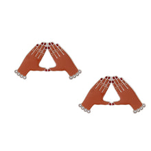 Load image into Gallery viewer, REd White Hand Sign Studs

