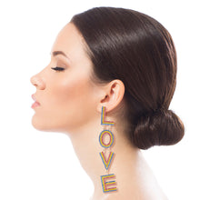 Load image into Gallery viewer, Gold LOVE Stripe Earrings
