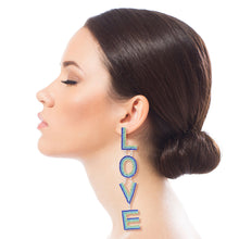 Load image into Gallery viewer, Silver LOVE Stripe Earrings
