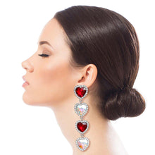 Load image into Gallery viewer, AURBO Crystal Quad Heart Earrings
