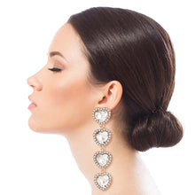 Load image into Gallery viewer, Gold Crystal Quad Heart Earrings
