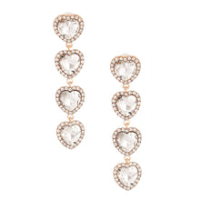 Load image into Gallery viewer, Gold Crystal Quad Heart Earrings
