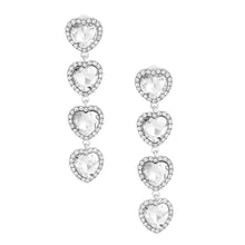Load image into Gallery viewer, Silver Crystal Quad Heart Earrings
