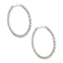 Load image into Gallery viewer, Silver Ball Chain Wrapped Hoops
