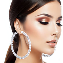 Load image into Gallery viewer, Silver Ball Chain Wrapped Hoops
