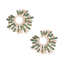Load image into Gallery viewer, Pink Green Glass Crystal Round Studs
