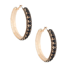 Load image into Gallery viewer, Gold Black Stone Claw Set Hoops
