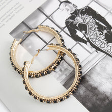 Load image into Gallery viewer, Gold Black Stone Claw Set Hoops
