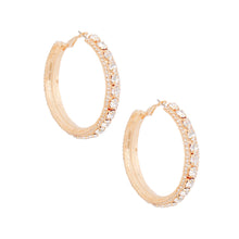 Load image into Gallery viewer, Gold Clear Stone Claw Set Hoops
