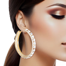 Load image into Gallery viewer, Gold Clear Stone Claw Set Hoops
