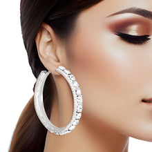 Load image into Gallery viewer, Silver Clear Stone Claw Set Hoops
