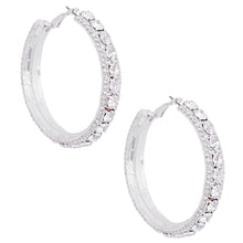 Load image into Gallery viewer, Silver Clear Stone Claw Set Hoops
