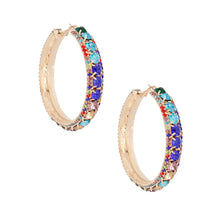 Load image into Gallery viewer, Gold Multi Stone Claw Set Hoops
