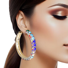 Load image into Gallery viewer, Gold Multi Stone Claw Set Hoops
