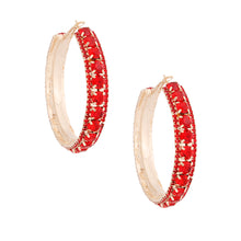Load image into Gallery viewer, Gold Red Stone Claw Set Hoops
