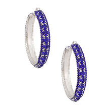 Load image into Gallery viewer, Silver Blue  Stone Claw Set Hoops
