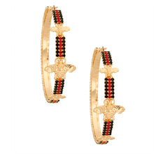 Load image into Gallery viewer, Gold Red and Green Stripe Bee Hoops

