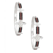 Load image into Gallery viewer, Silver Red and Green Stripe Bee Hoops
