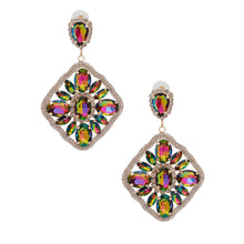 Load image into Gallery viewer, Pink Green Glass Crystal Diamond Earrings
