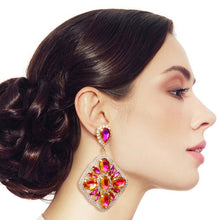 Load image into Gallery viewer, Purple Glass Crystal Diamond Earrings
