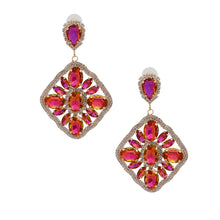 Load image into Gallery viewer, Purple Glass Crystal Diamond Earrings

