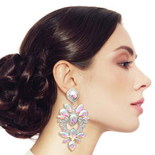 Load image into Gallery viewer, Silver Glass Crystal Heart Earrings
