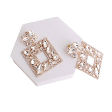 Load image into Gallery viewer, Elegant Gold Crystal Square Earrings
