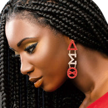 Load image into Gallery viewer, Red Sorority Dangle Earrings
