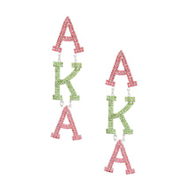 Load image into Gallery viewer, Dangle Pink Green Large AKA Earrings for Women
