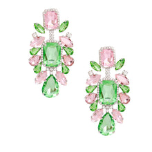 Load image into Gallery viewer, Pink Green Glass Crystal Clip Ons
