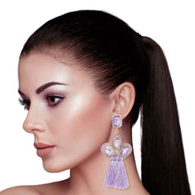 Load image into Gallery viewer, Lavender Triple Tassel Stone Earrings

