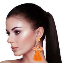 Load image into Gallery viewer, Orange Triple Tassel Stone Earrings
