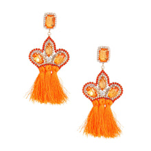 Load image into Gallery viewer, Orange Triple Tassel Stone Earrings
