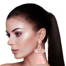 Load image into Gallery viewer, Pink Triple Tassel Stone Earrings
