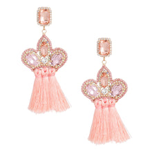 Load image into Gallery viewer, Pink Triple Tassel Stone Earrings

